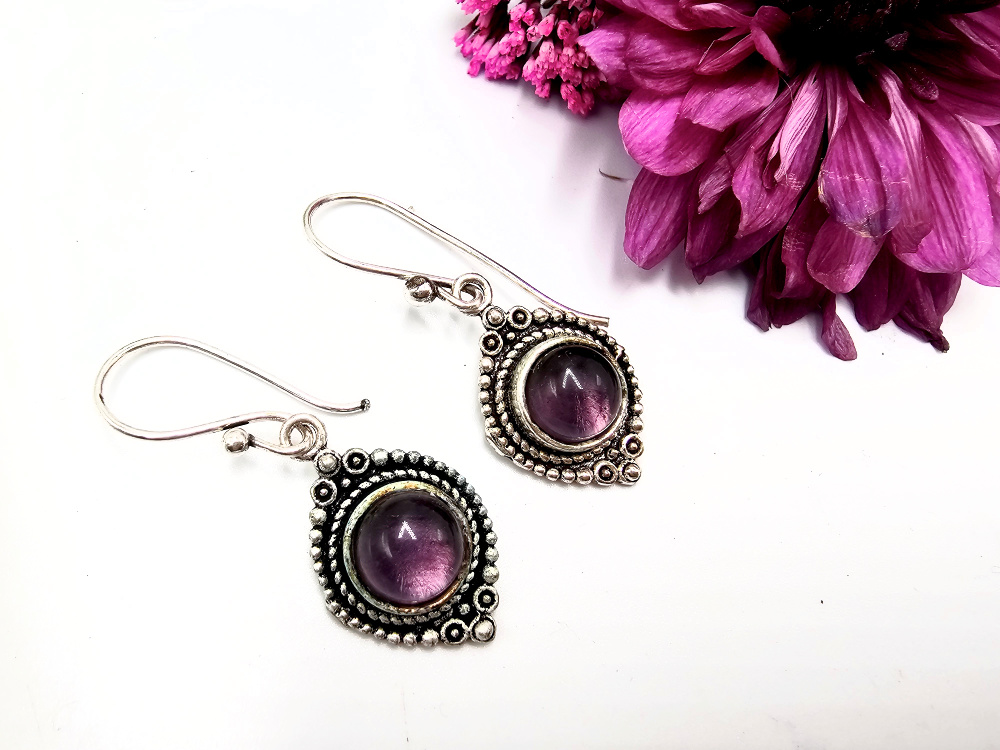Amethyst New Age Earring (W/Brass) Amethyst New Age Earring
