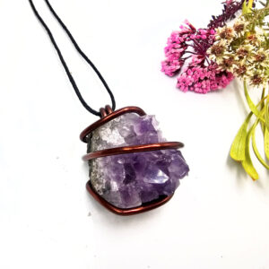 Amethyst Cluster Copper Wrap Necklace