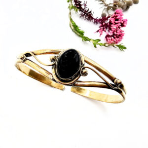 Black Onyx Eclipse Bangle (Brass)