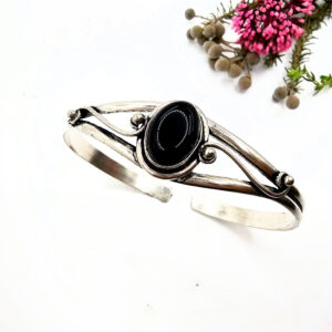Black Onyx Eclipse Bangle (W/Brass)