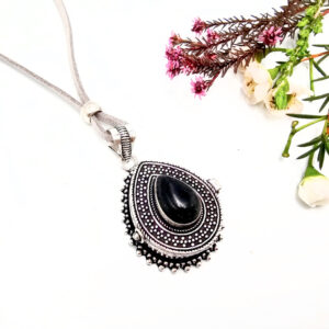 Black Onyx Locket Necklace (Opens)