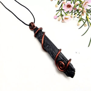 Black Tourmaline Rough Aluminum Wrap Necklace