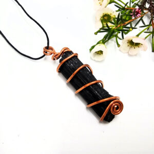 Black Tourmaline Rough Copper Wrap Necklace