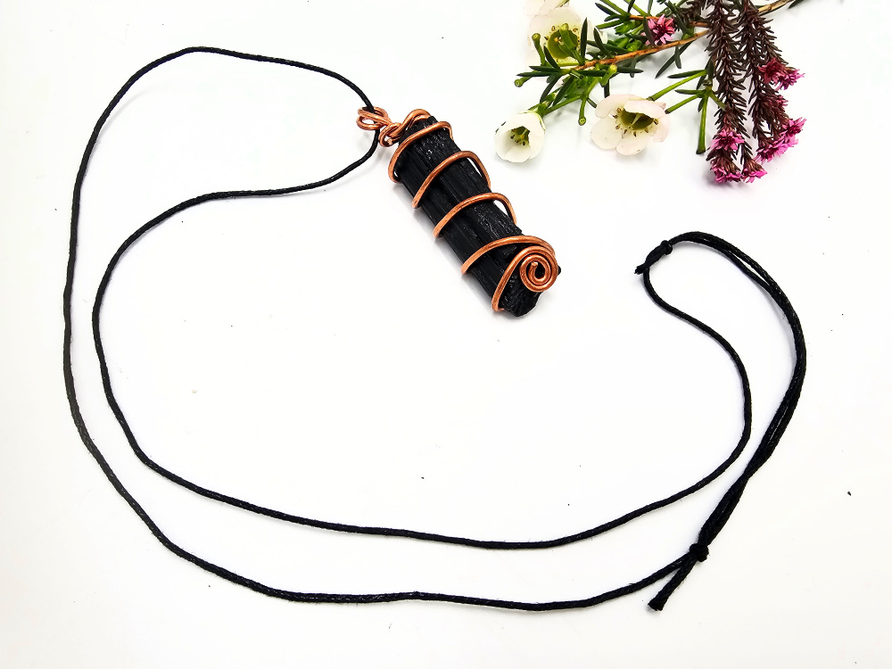 Black Tourmaline Rough Copper Wrap Necklace Black Tourmaline Rough Copper Wrap Necklace - Image 2