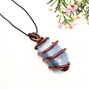 Blue Calcite Aluminum Wrap Necklace