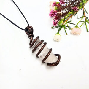 Clear Quartz Rough Point Copper Wrap Necklace