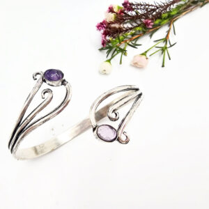 Double Swirl Bangle Amethyst (W/Brass)