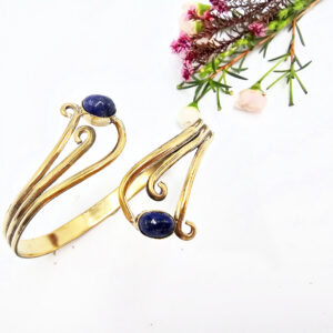 Double Swirl Lapis Lazuli Bangle (Brass)