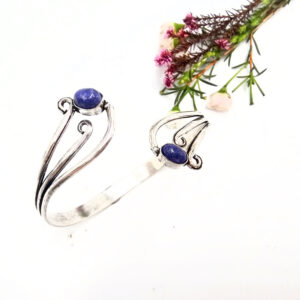 Double Swirl Lapis Lazuli Bangle (W/Brass)