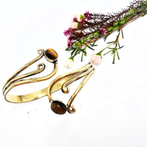 Double Swirl Tigers Eye Bangle (Brass)