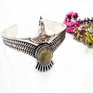 Hello Indigo Halo Online Store Eagle Bangle with Labradorite stone