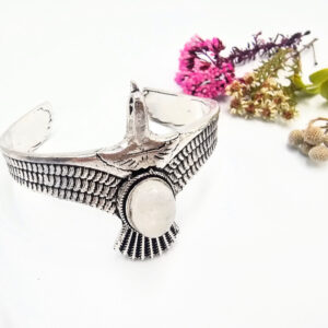 Hello Indigo Halo Online Store Eagle bangle with a moonstone gemstone silver colour