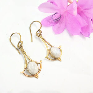 Earrings Moonstone Wide Drop (Brass)