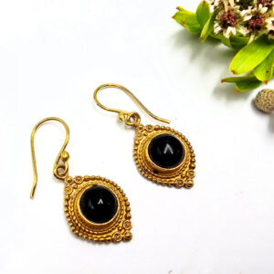 Hello Indigo Halo Online Store Earrings New Age Black Onyx (Brass)