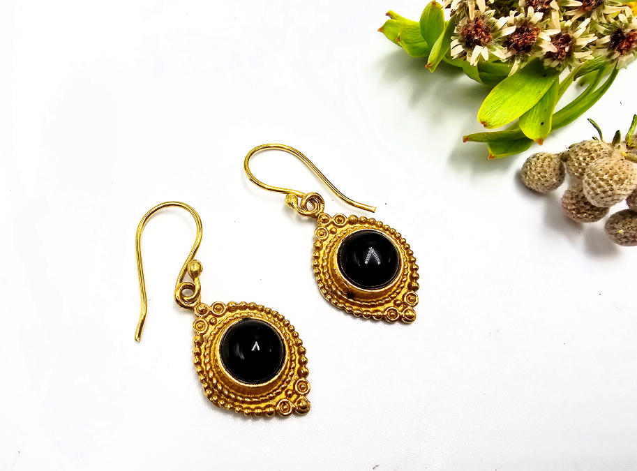 Earrings New Age Black Onyx (Brass) Earrings New Age Black Onyx (Brass)