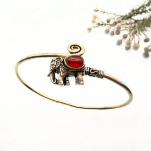 Elephant Spiral Bangle – Carnelian (Brass)
