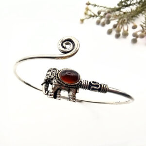 Elephant Spiral Bangle – Carnelian (W/Brass)