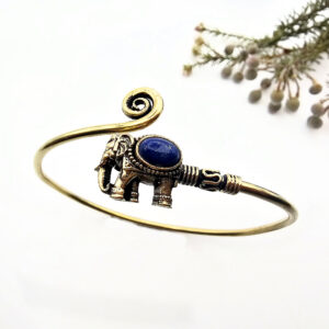Elephant Spiral Bangle – Lapis Lazuli (Brass)