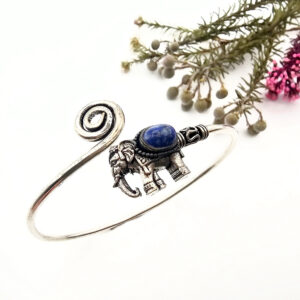 Elephant Spiral Bangle – Lapis Lazuli (W/Brass)