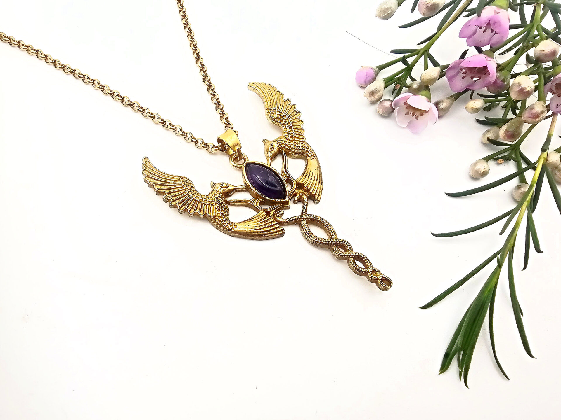 Hummingbird Dance Necklace Amethyst (Brass) Hummingbird Dance Necklace Amethyst (Brass)