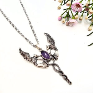 Hummingbird Dance Necklace Amethyst (W/Brass)