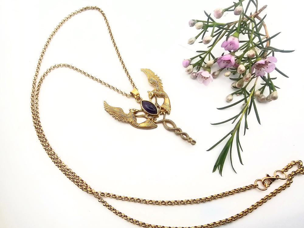 Hummingbird Dance Necklace Amethyst (Brass) Hummingbird Dance Necklace Amethyst (Brass) - Image 2