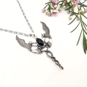 Hummingbird Dance Necklace Black Onyx (W/Brass)