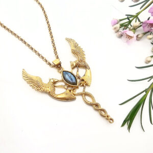 Hummingbird Dance Necklace Moonstone (W/Brass)