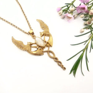 Hummingbird Dance Necklace Moonstone (Brass)