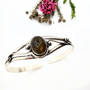 Labradorite Eclipse Bangle (W/Brass)