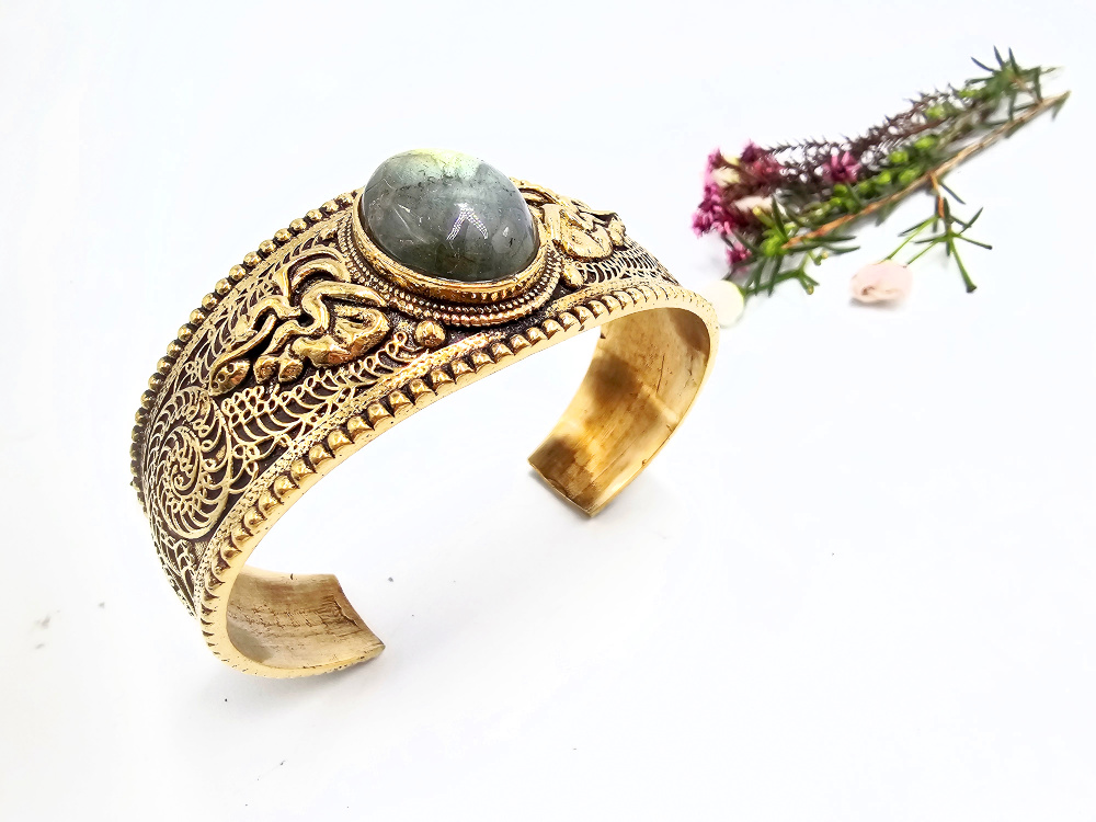 Labradorite Oracle Bangle (Brass) Labradorite Oracle Bangle (Brass) - Image 2