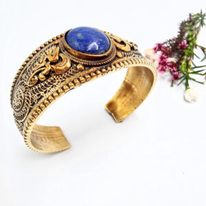 Lapis Lazuli Oracle Bangle (Brass)