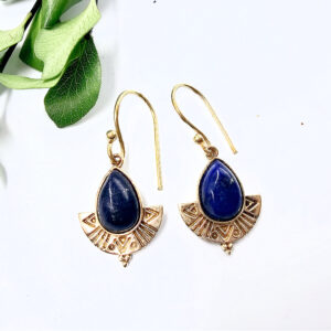 Tribal Earrings Lapis Lazuli (Brass)