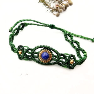 Macrame Bracelet Green – Soulweaver (Lapis Lazuli)