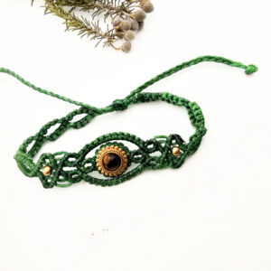 Macrame Bracelet Green - Soulweaver (Tigers Eye)
