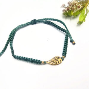 Hello Indigo Halo Online Store Macramé Brass Bangle Angel Wing (Green)