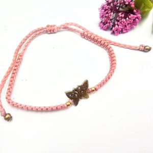 Hello Indigo Halo Online Store Macramé Brass Bangle Butterfly (Pink)