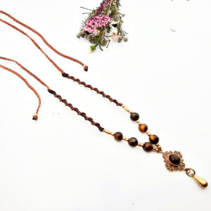 Macramé Necklace – Mystic Charm (Tigers Eye)