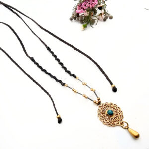 Macramé Necklace – Oracle Eye (Turquoise)