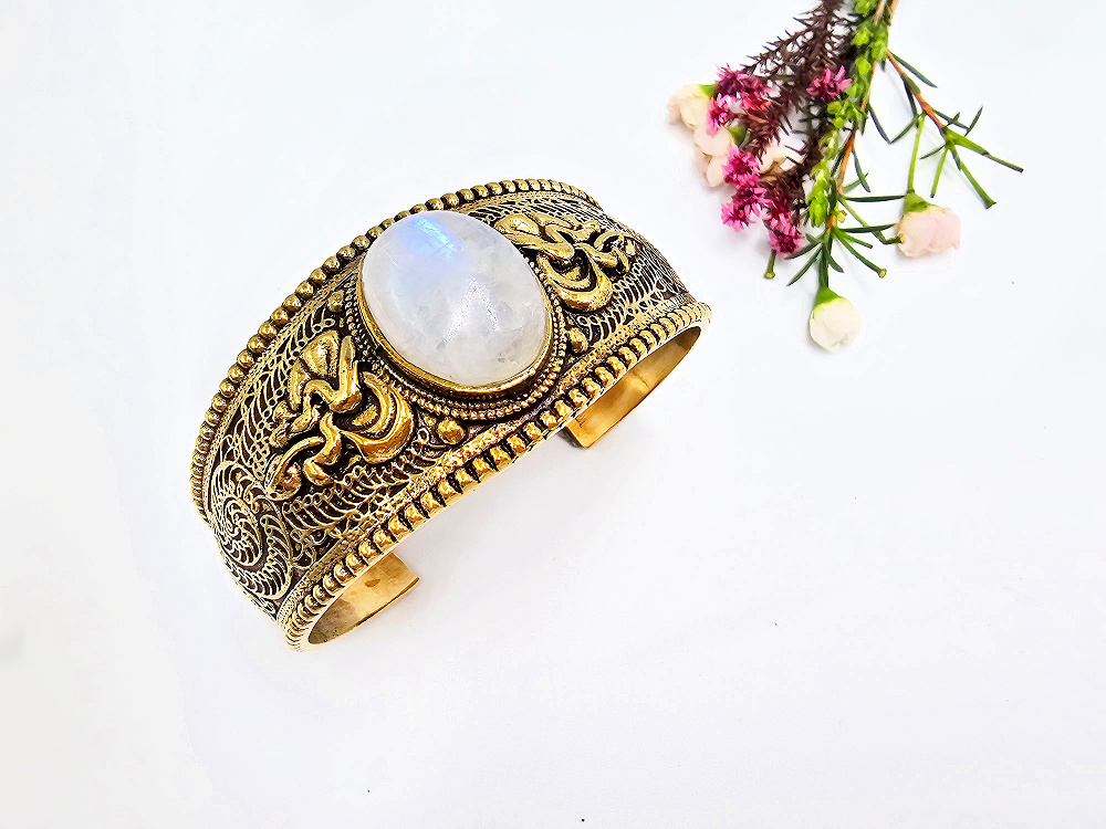 Moonstone Oracle Bangle (Brass) Moonstone Oracle Bangle (Brass) - Image 2