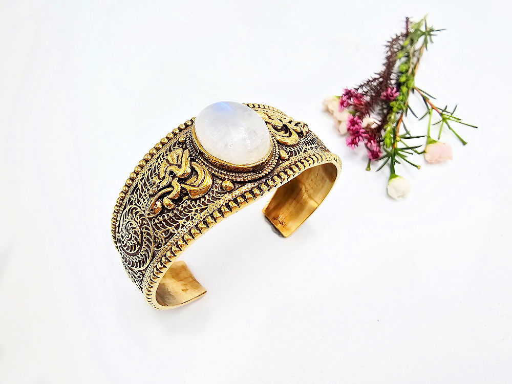Moonstone Oracle Bangle (Brass) Moonstone Oracle Bangle (Brass)