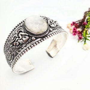 Moonstone Oracle Bangle (W/Brass)