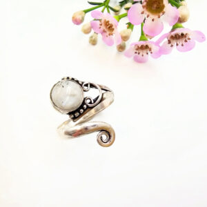 Mystic Spiral Moonstone Ring (W/Brass)