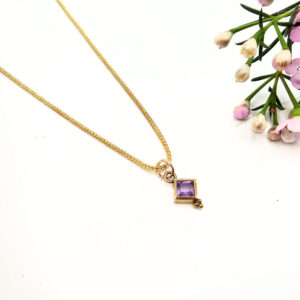 Petite Whisper Necklace - Amethyst Squared (Brass)