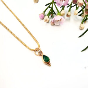 Petite Whisper Necklace - Emerald Tear (Brass)