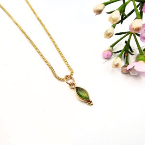 Petite Whisper Necklace - Peridot Marquise (Brass)