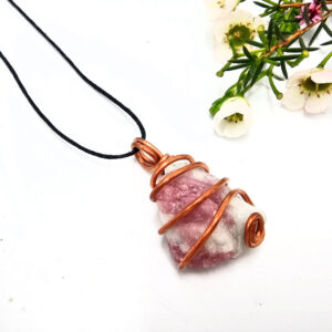 Pink Tourmaline Rough Copper Wrap Necklace