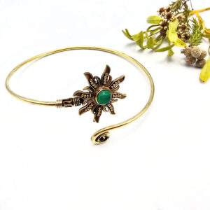 Sun Seeker Upper Arm Bangle Green Jade (Brass)