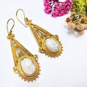 Hello Indigo Halo Online Store Teardrop Earrings – Moonstone (Brass)