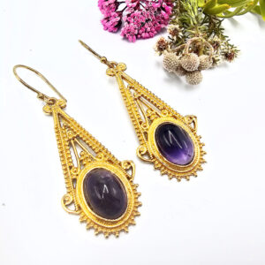 Hello Indigo Halo Online Store Teardrop Earrings – Amethyst (Brass)